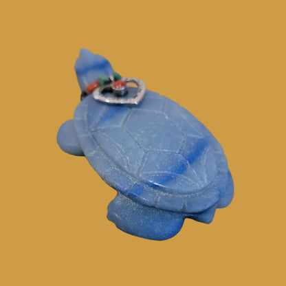 Amazing Adventurine Sea Tortoise w/Coral and Sterling Heart Offering Zuni Fetish
