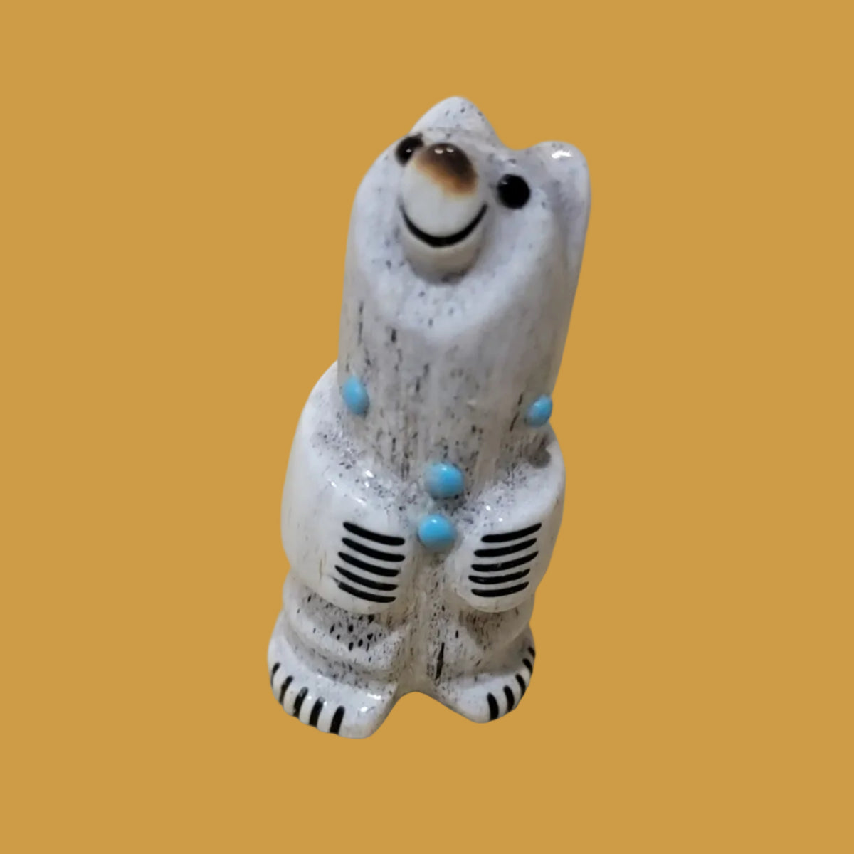 Happy-Go-Lucky Cute Antler Bear Zuni Fetish