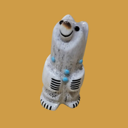 Happy-Go-Lucky Cute Antler Bear Zuni Fetish