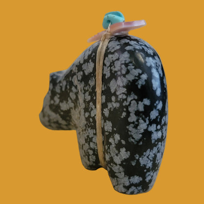 Snowflake Obsidian Medicine Bear Zuni Fetish