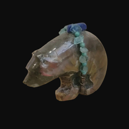 Brilliant Opalized Ammonite Bear w/Beautiful Bundle Zuni Fetish