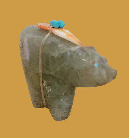 Powerful Tanzanite Fluorite Bear Zuni Fetish