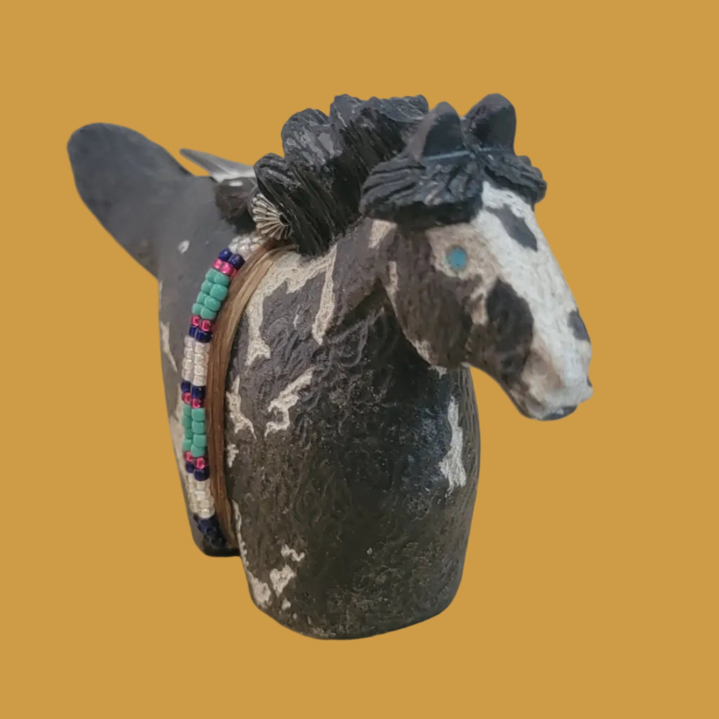 Beautiful Sandstone Navajo Painted Horse on the Run Zuni Fetish