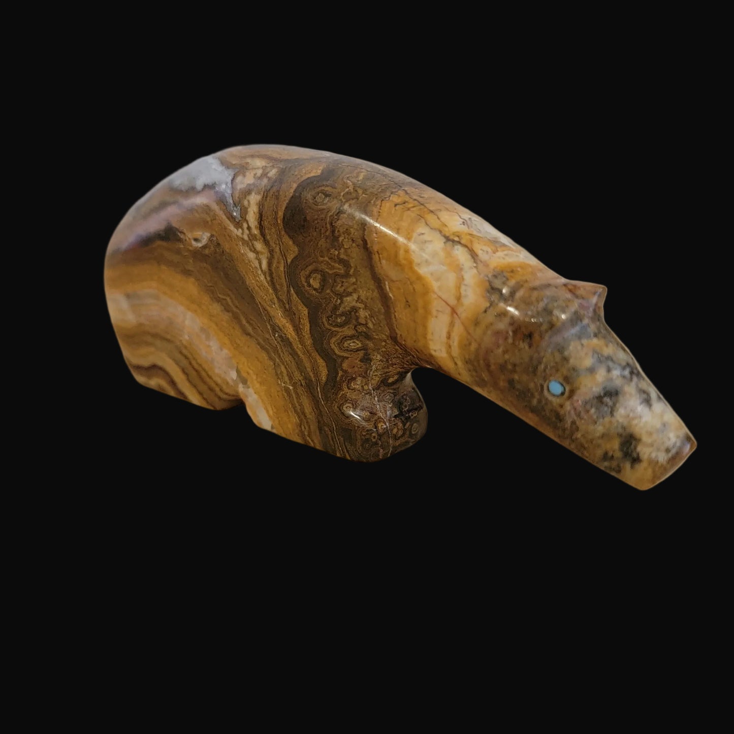 Large and Powerful Sleek Onyx Bear Zuni Fetish