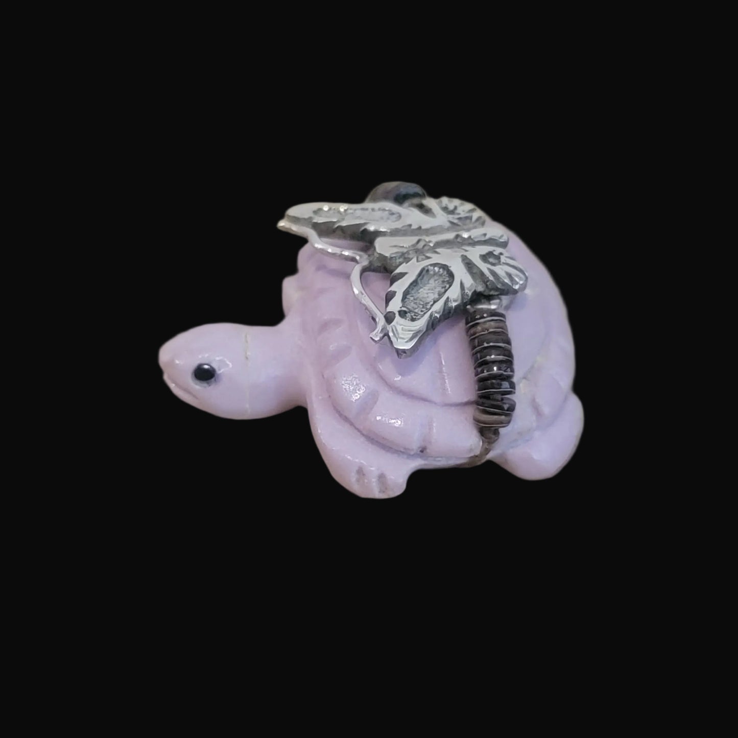 Darling Phosphosiderite Turtle w/ Sterling Silver Butterfly Zuni Fetish