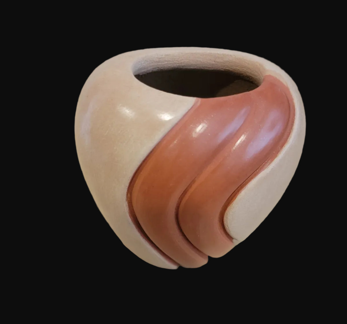 Jemez Pueblo Buff/Redware Melon Style Vase Pueblo Pottery