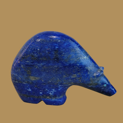 Rich Blue Lapis Long Necked Medicine Bear Zuni Fetish