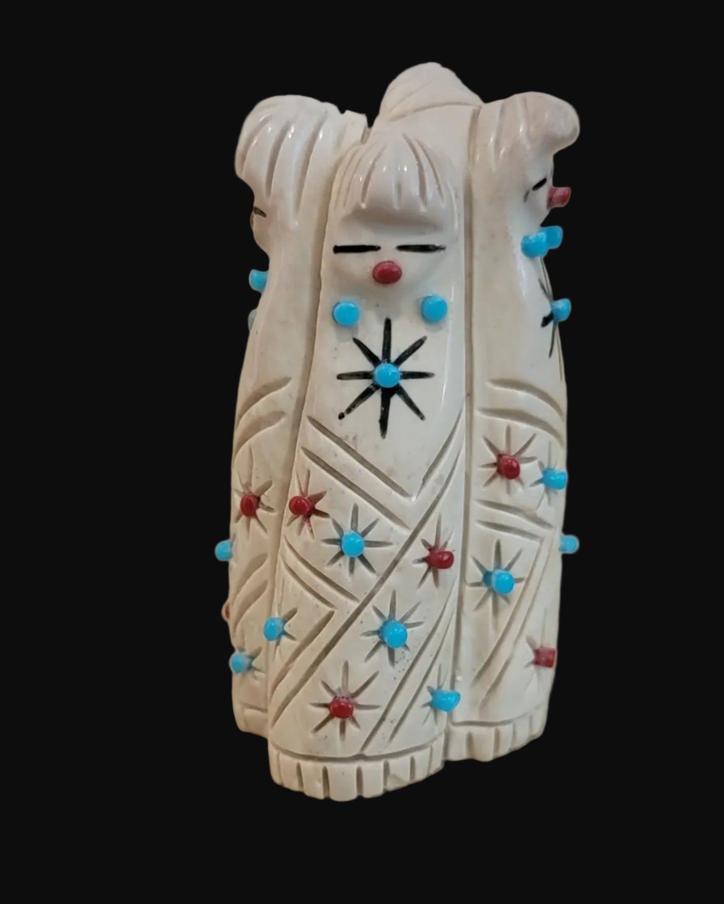 Quadruple Highly Adorned Serpentine Zuni Maidens Zuni Fetish