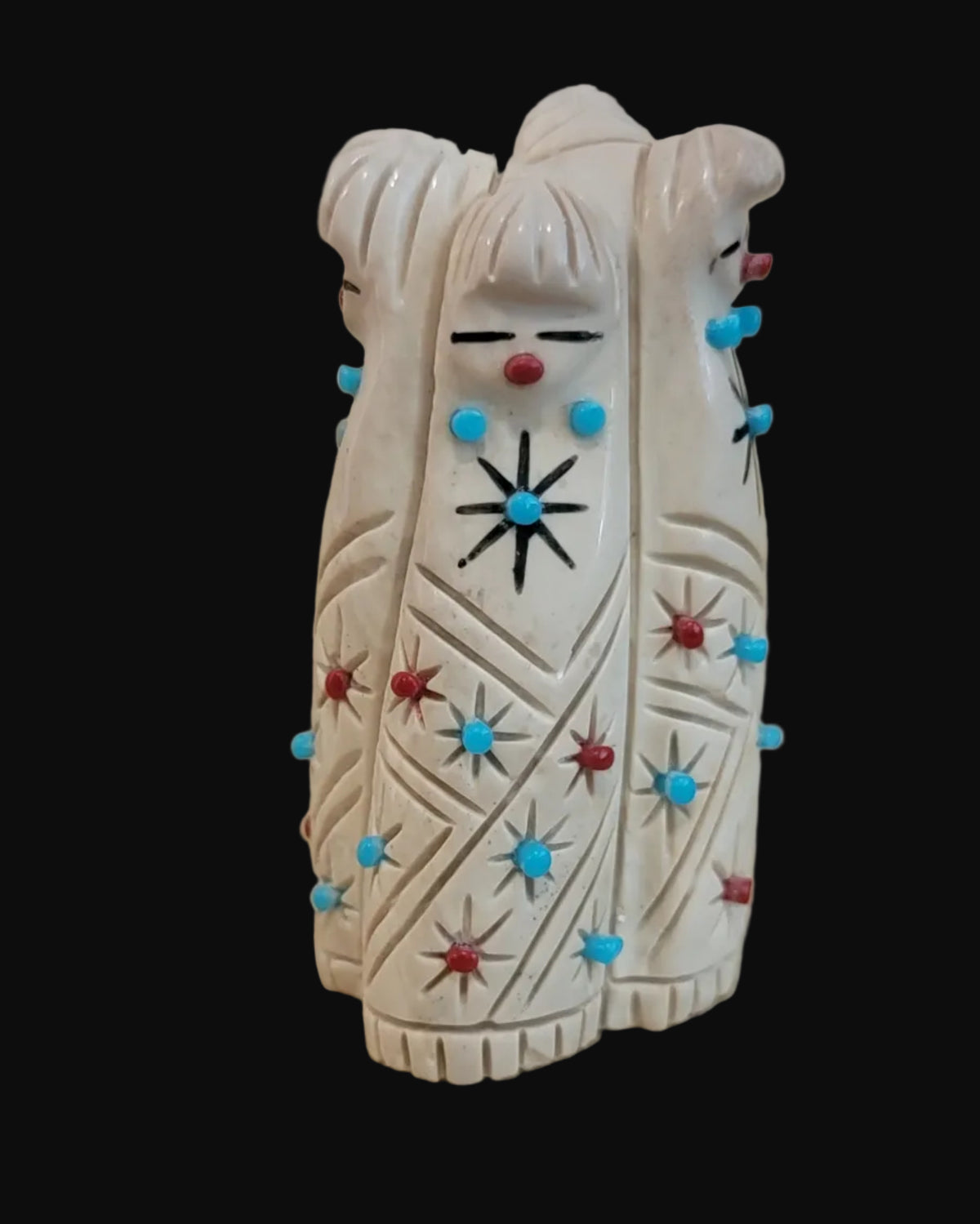 Quadruple Highly Adorned Serpentine Zuni Maidens Zuni Fetish