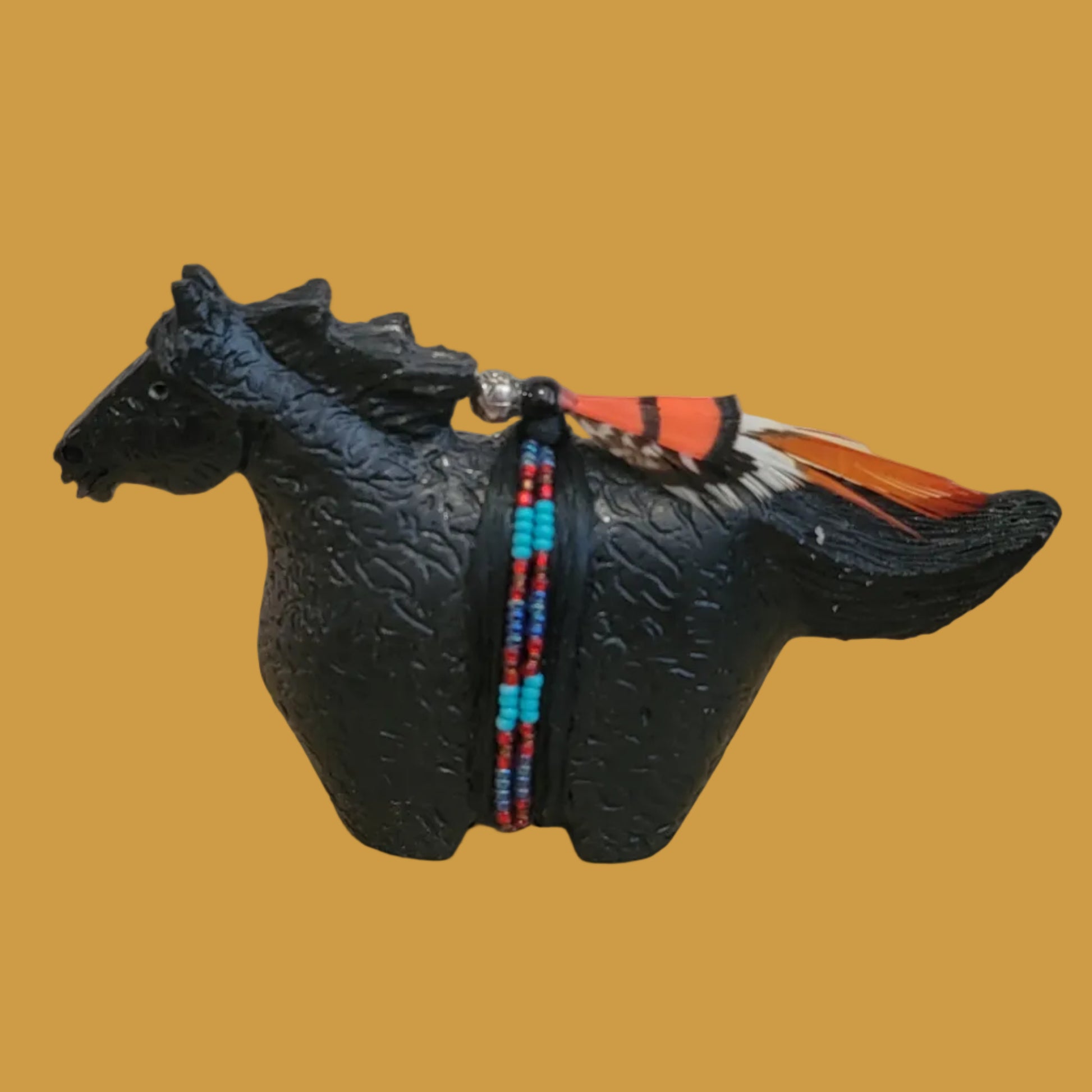 Black Stallion Navajo Horse on the Run Zuni Fetish