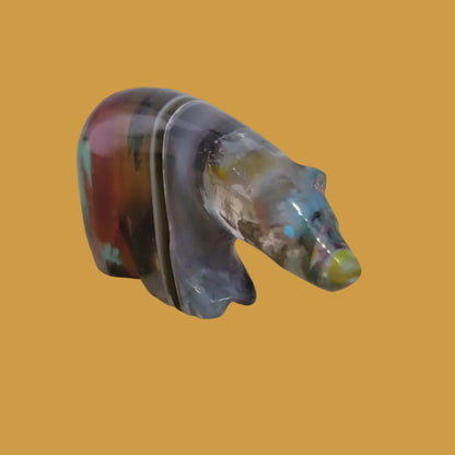 Long Necked Surfite Bear w/ Heartline Zuni Fetish