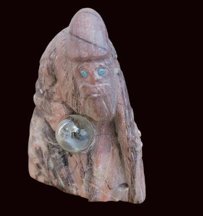 Caribbean Calcite Wizard w/ Palintar Seeing Ball Zuni Fetish