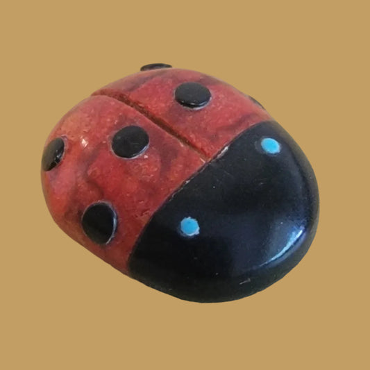 Lucky Apple Coral Zuni Fetish Ladybug