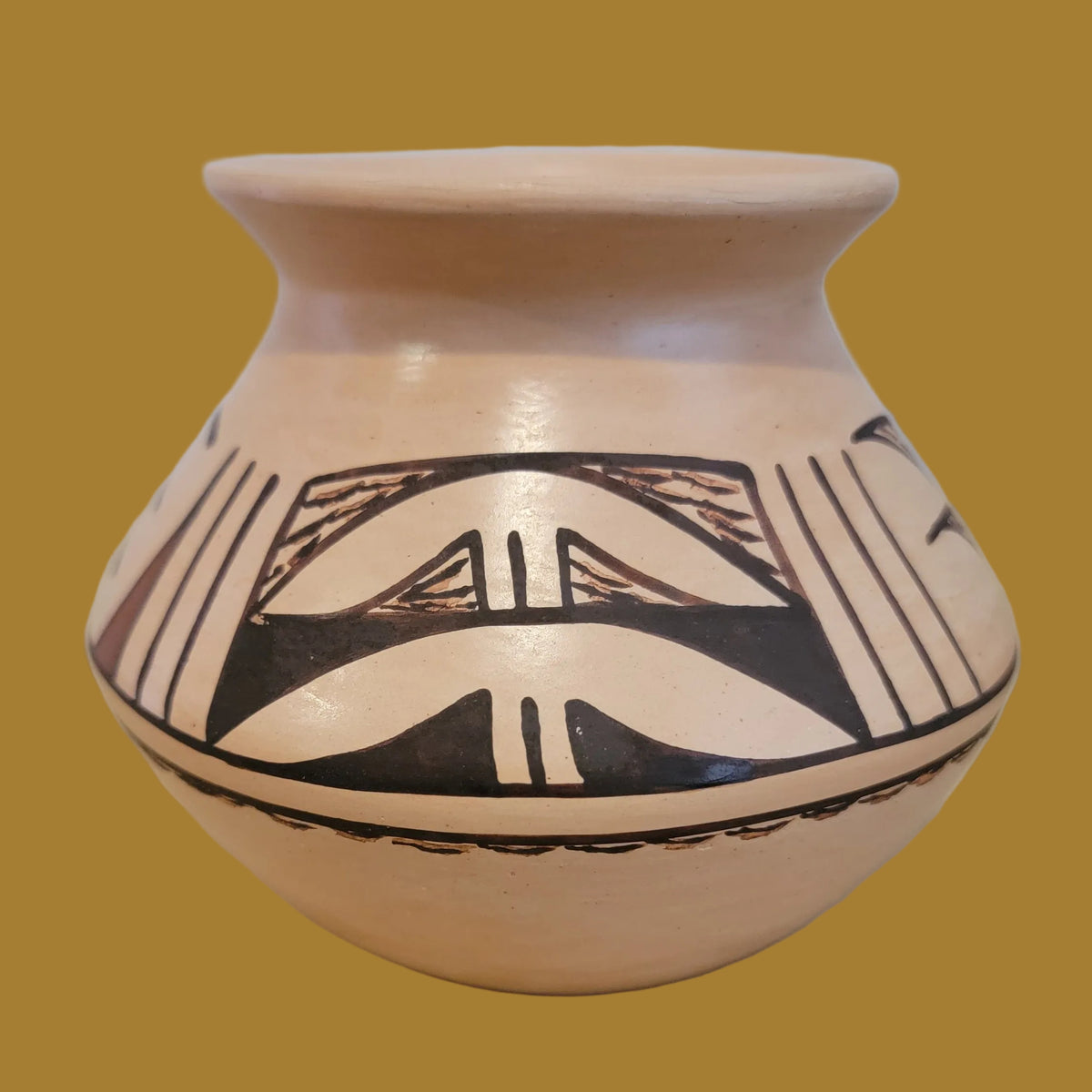 Hopi Harrison Jim Jr. (Member of Frogwoman Family)Buff Pueblo Pottery Vase