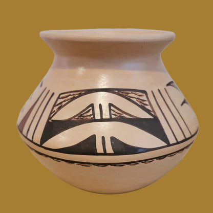 Hopi Harrison Jim Jr. (Member of Frogwoman Family)Buff Pueblo Pottery Vase