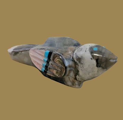 Picasso Marble Songbird w/ Inlay Zuni Fetish
