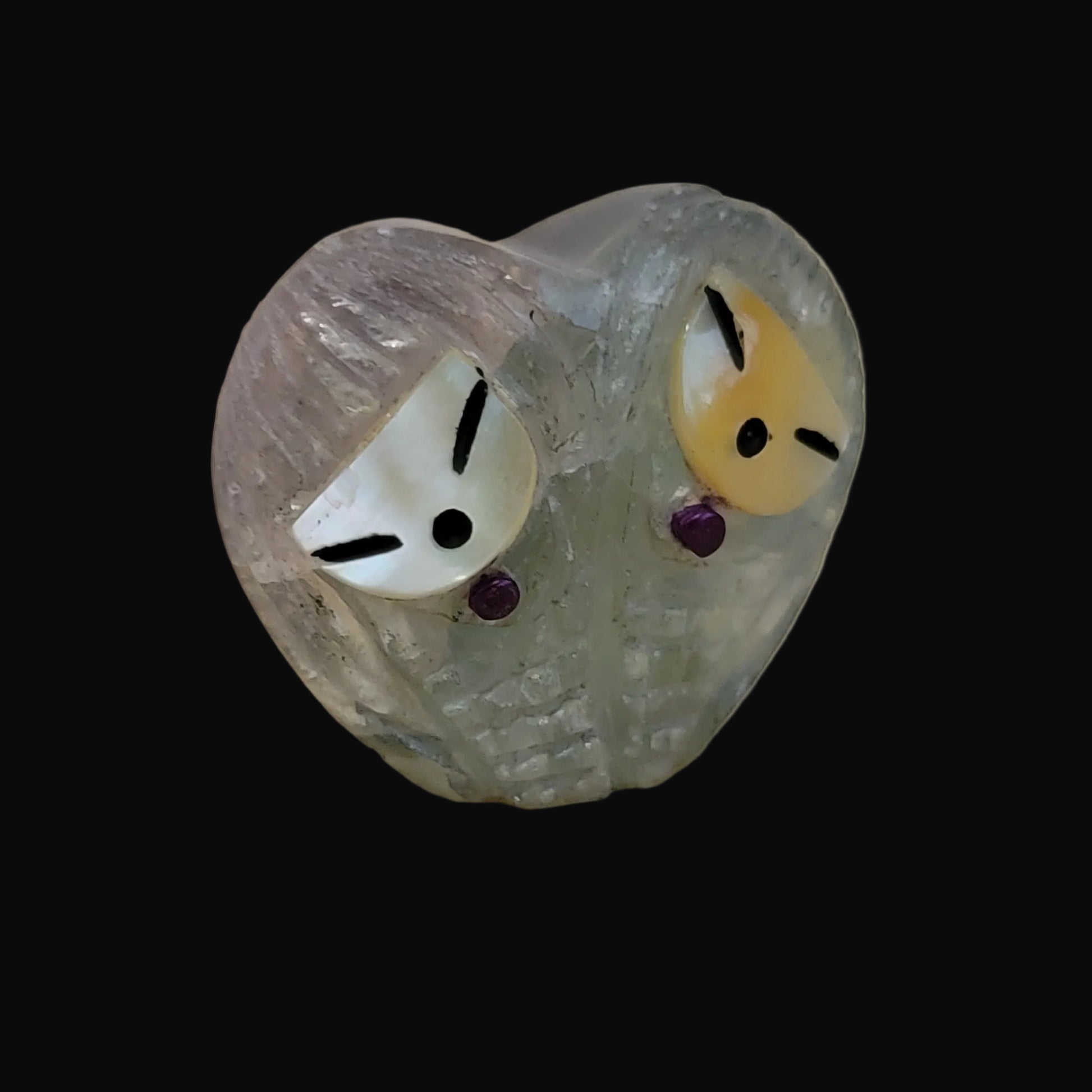 Rainbow Fluorite Double Heart Shaped Zuni Maidens Zuni Fetish