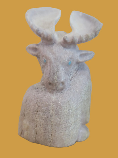 Unstoppable Sitting Antler Moose Zuni Fetish