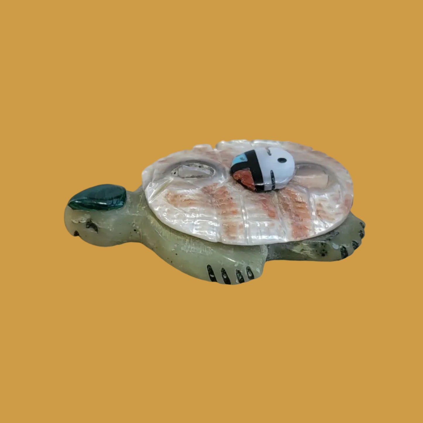 Beautiful Layered Turtle w/ Zuni Sun Zuni Fetish