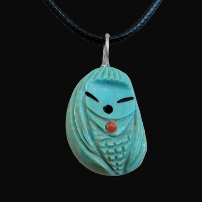 Turquoise Zuni Maiden Double Sided Pendant Zuni Fetish Necklace