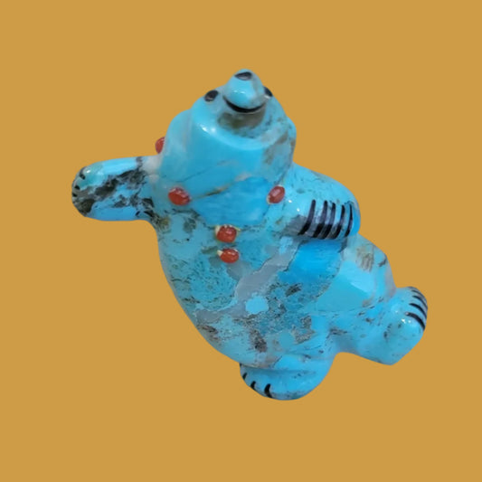 Turquoise Bear Can Balance on Both Feet Zuni Fetish