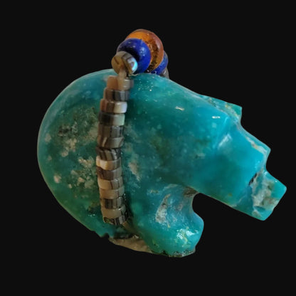 Amazonite Bear w/ Lapis and Carnelian Bundle Zuni Fetish