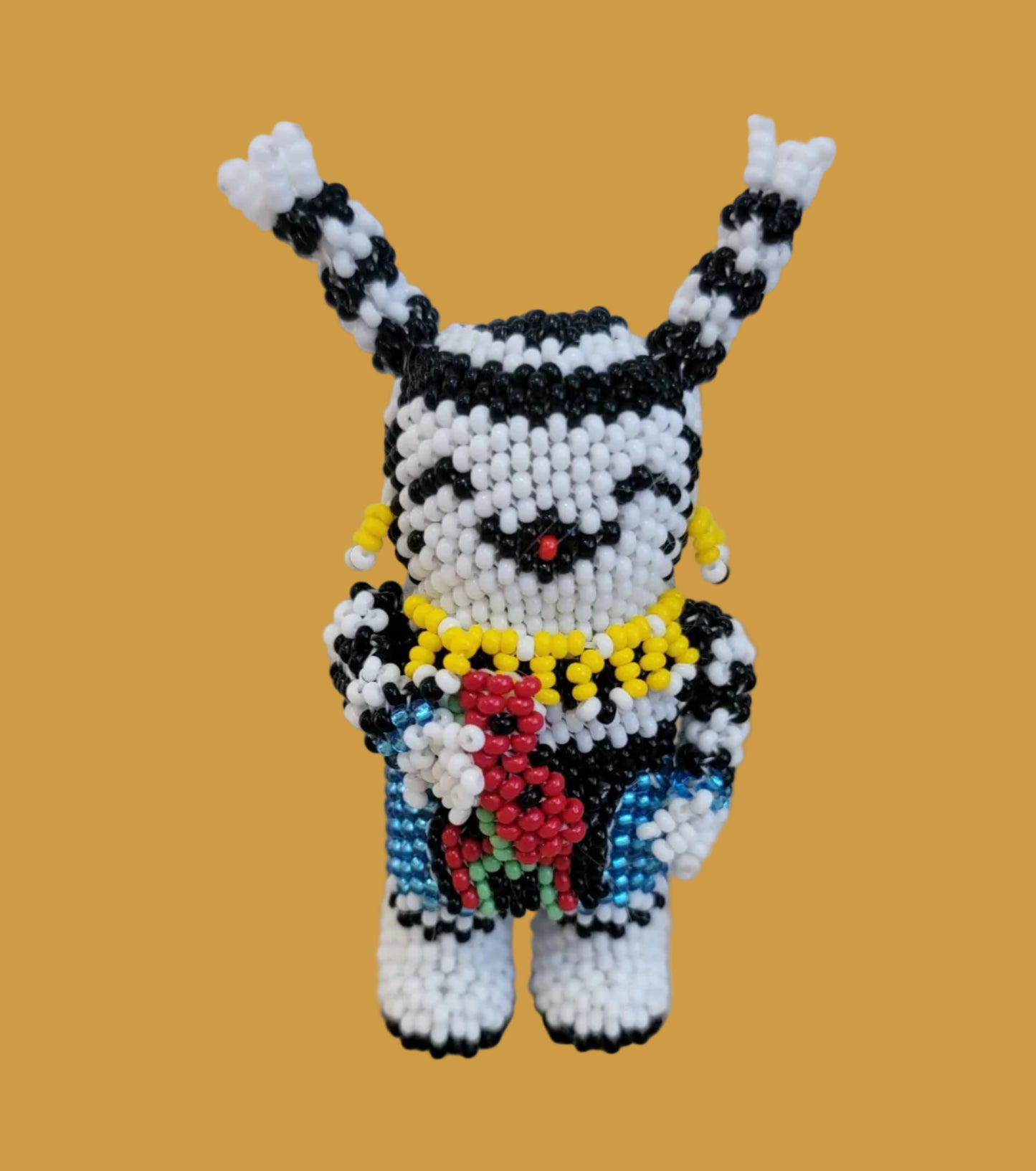 Fully Beaded Zuni Hano Clown w/ Watermelon Slice Indian Beadwork