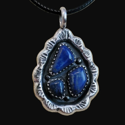 Vintage Wilbur Iule Zuni Sterling Silver w/Lapis Indian Jewelry Pendant