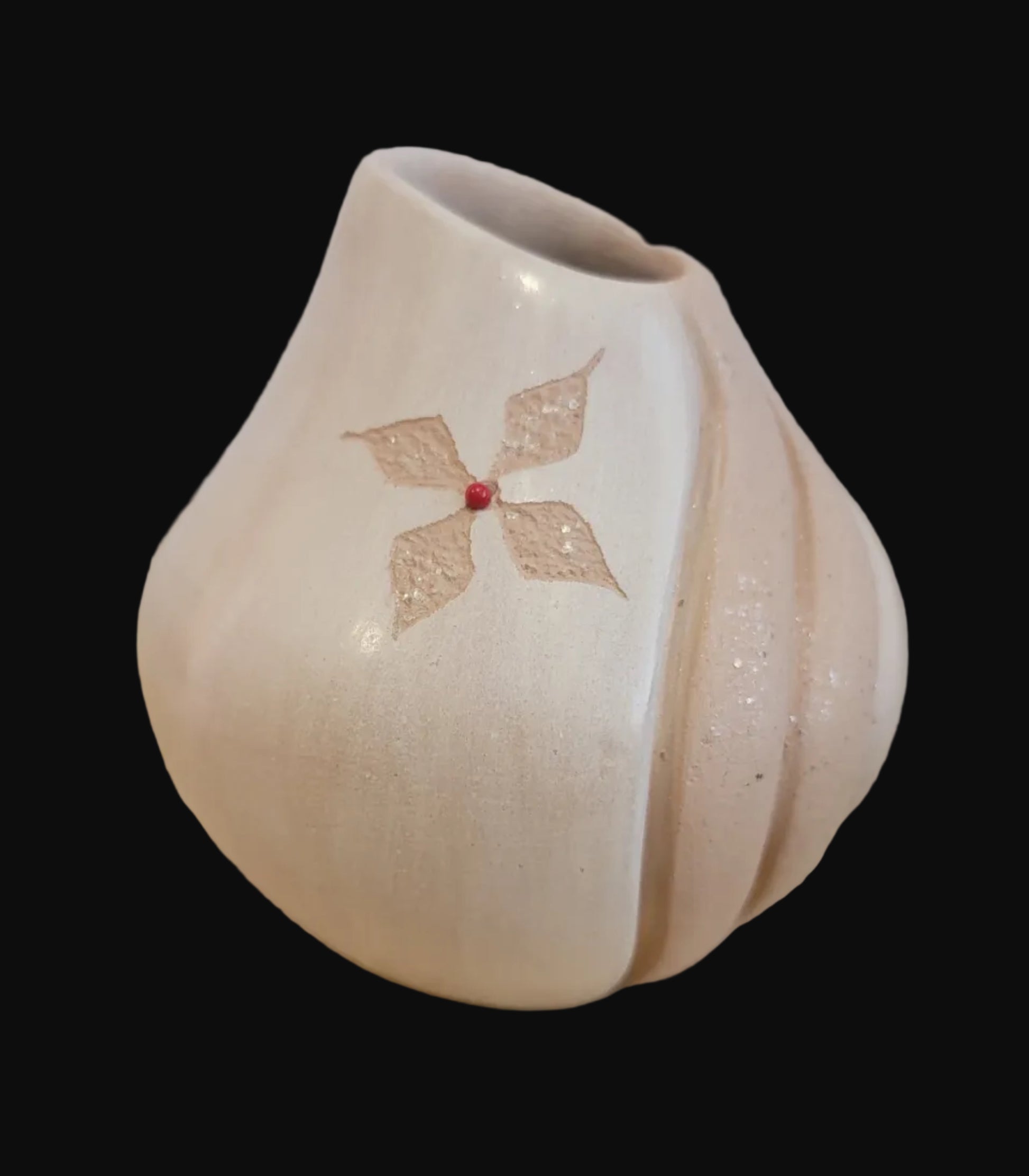 Jemez Pueblo Buffware w/ Micaeous Clay Melon Pueblo Pottery Vase