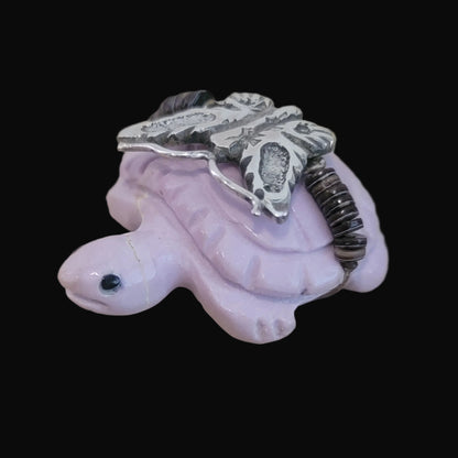 Darling Phosphosiderite Turtle w/ Sterling Silver Butterfly Zuni Fetish