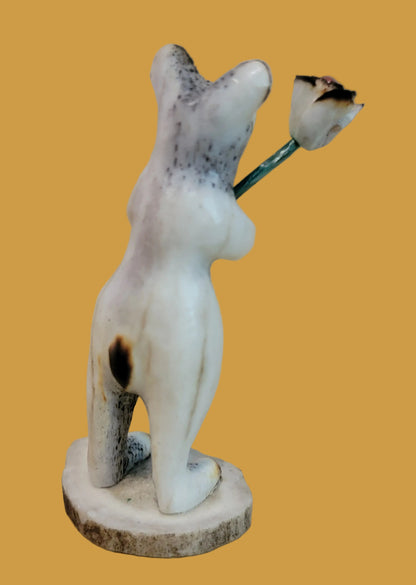 "I Can Buy Myself Flowers" Antler Bear w/Rose Zuni Fetish