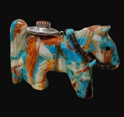 Classy and Colorful Composite Fancy Healing Horse Zuni Fetish