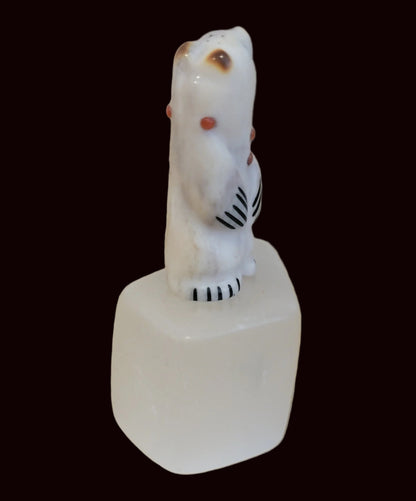 Miniature Antler Bear on Cystalized Opal Base Zuni Fetish