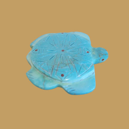 Turquoise Sea Tortoise w/Coral Appointments Zuni Fetish