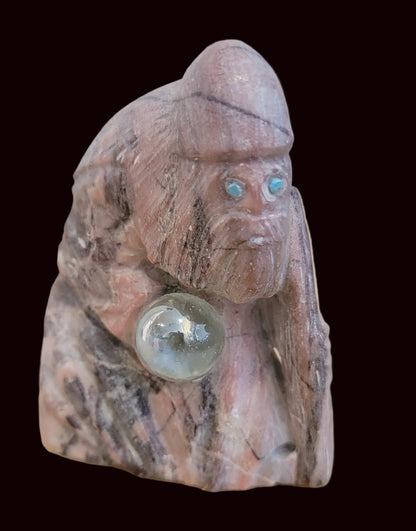 Caribbean Calcite Wizard w/ Palintar Seeing Ball Zuni Fetish