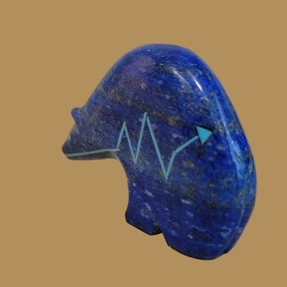 Rich Blue Lapis Long Necked Medicine Bear Zuni Fetish
