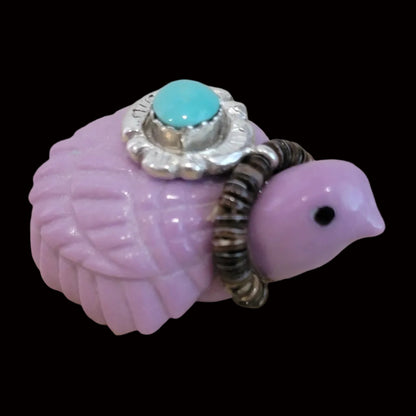 Beautiful Phosphosiderite Bird w/Sterling and Turquoise Offering Zuni Fetish