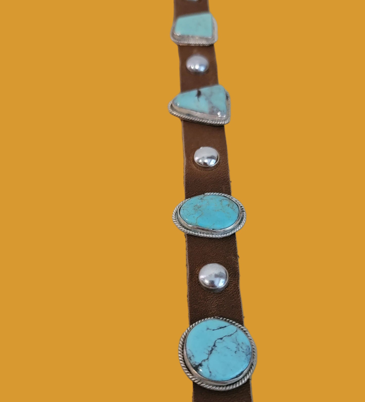 Pampered Pooch Navajo Turquoise W/ Sterling Silver Leather Dog Collar