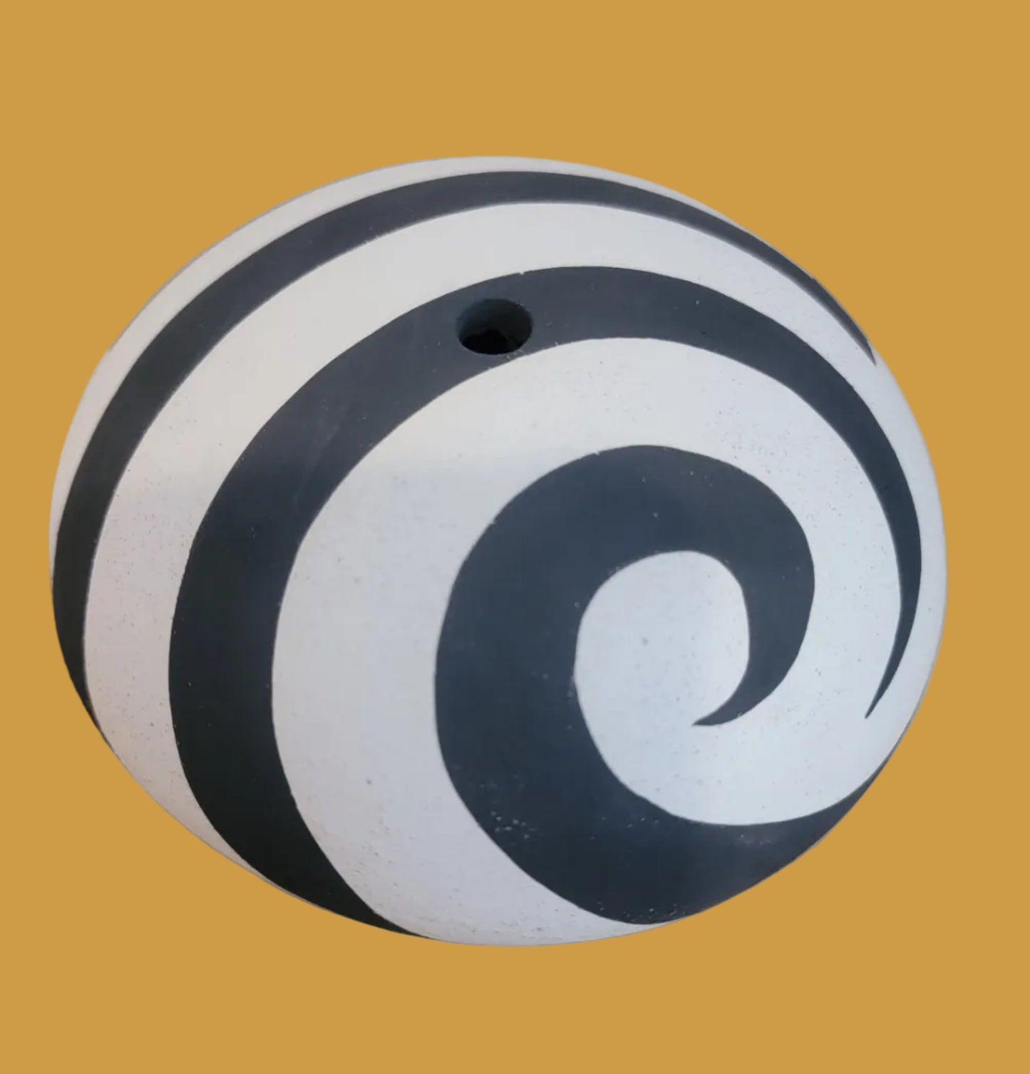 Thin Walled Black on White Acoma Pueblo Pottery Seedbowl