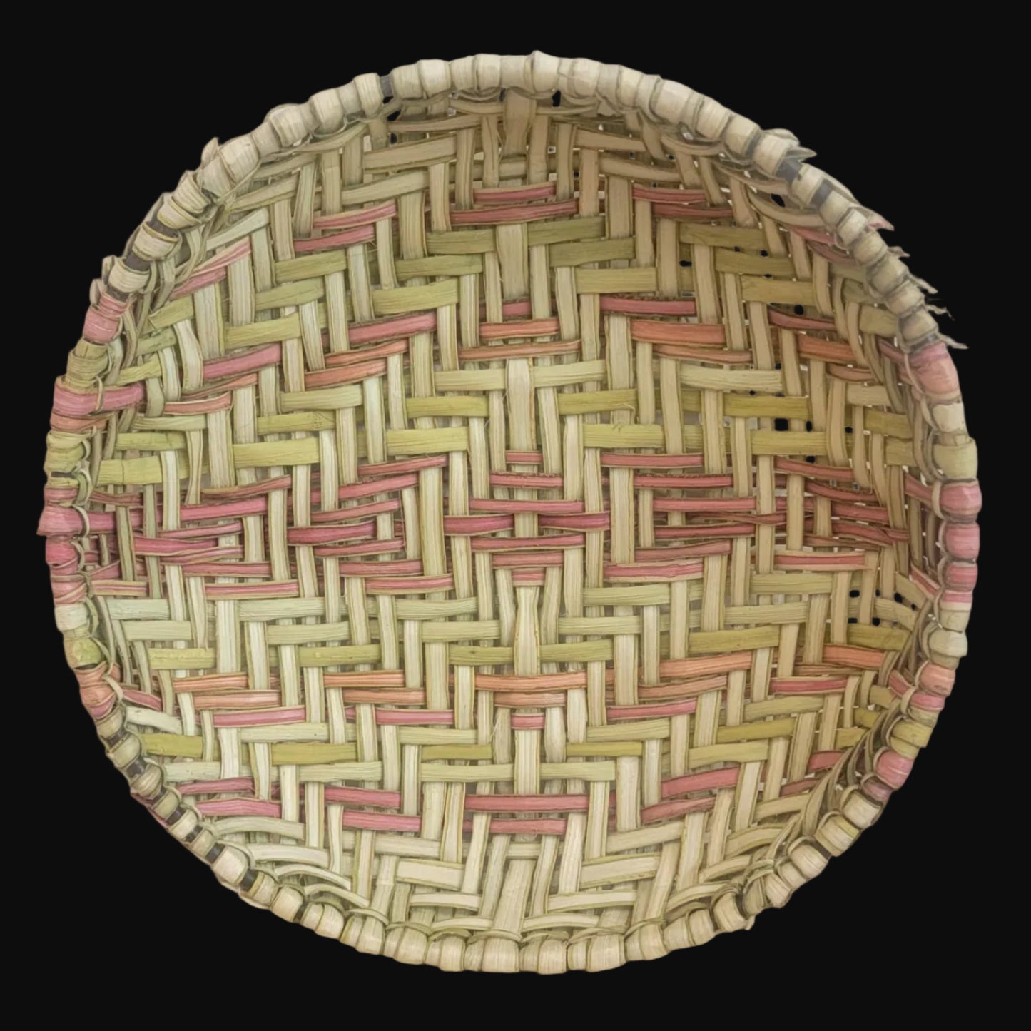 Bleached and Vegetable Dyed Traditional Yucca Hopi Sifter Basket Indian Baskets
