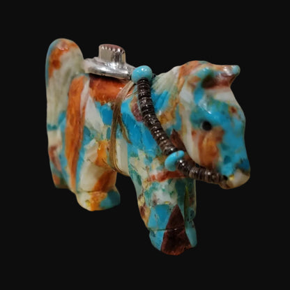 Classy and Colorful Composite Fancy Healing Horse Zuni Fetish