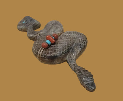 Slithering Picasso  Marble Rattlesnake/Snake w/Pack Zuni Fetish