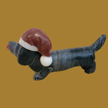Holiday Dachshund/Weenie Pup w/Hat Zuni Fetish