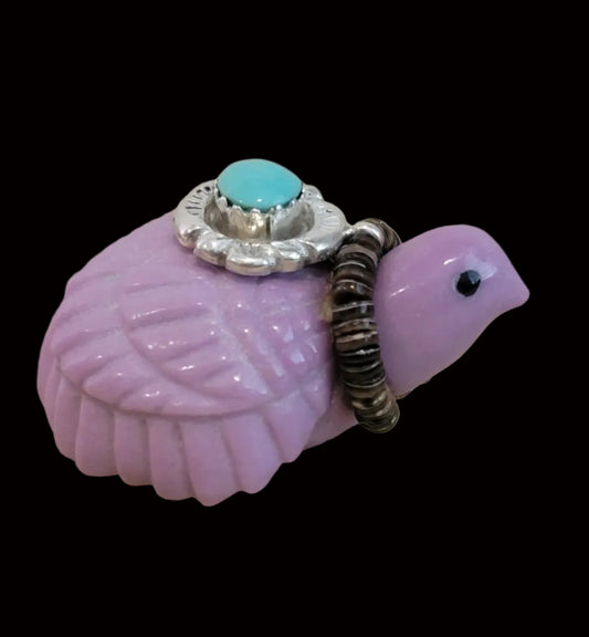 Beautiful Phosphosiderite Bird w/Sterling and Turquoise Offering Zuni Fetish
