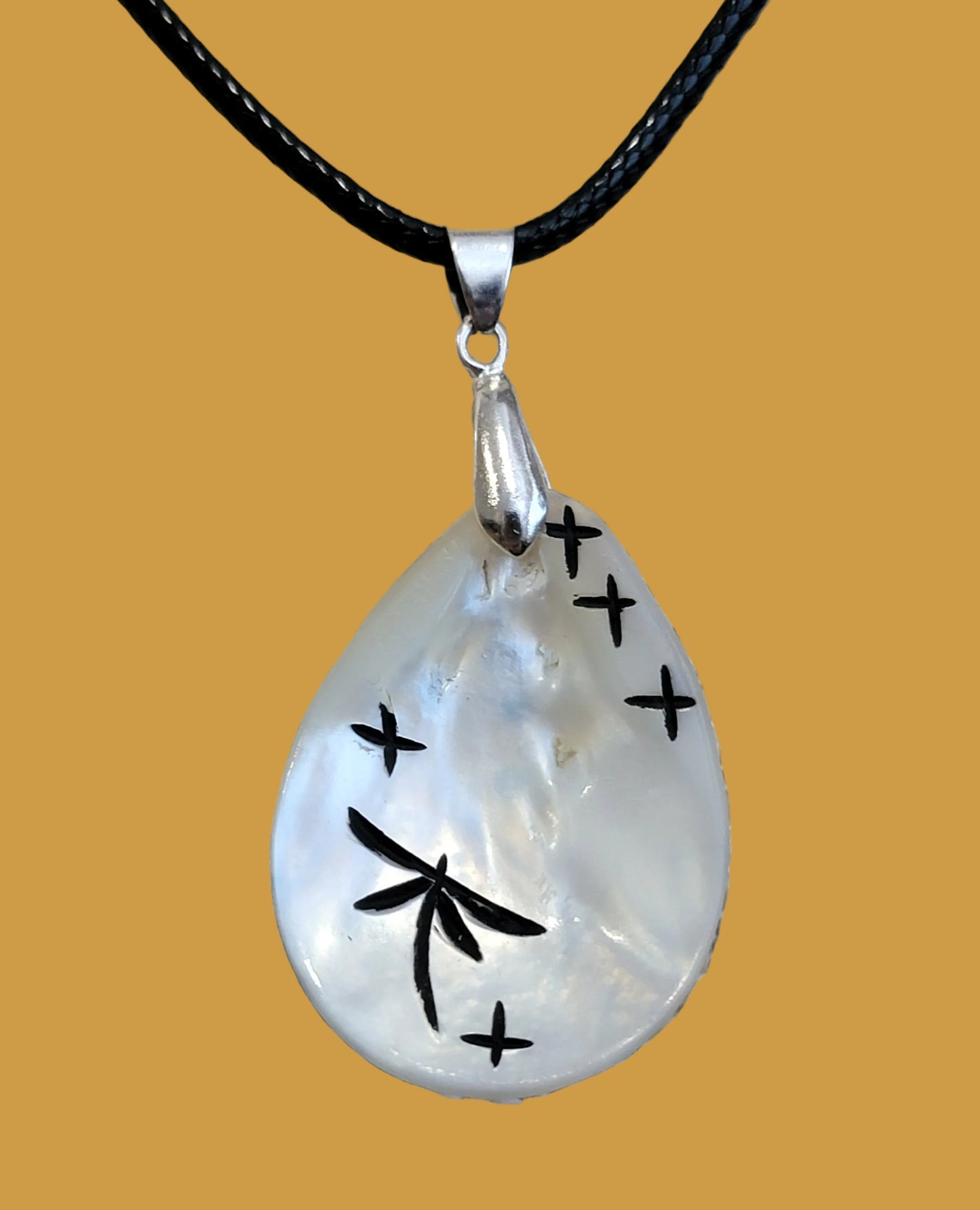 Mother of Pearl Double Sided Zuni Fetish Maiden Pendant Indian Jewelry