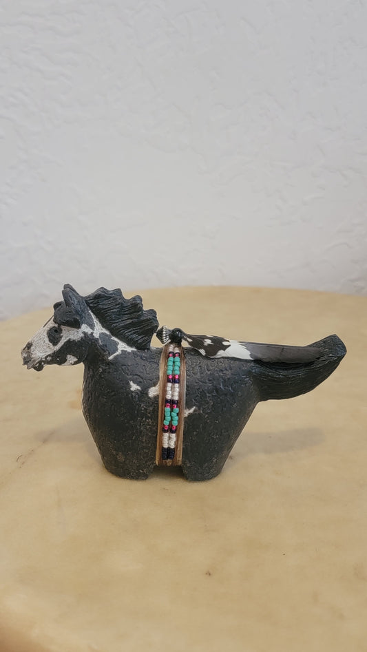 Beautiful Sandstone Navajo Painted Horse on the Run Zuni Fetish