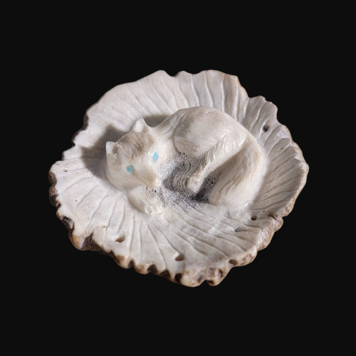 Sweet Antler Fox Curled Up Cozy Zuni Fetish