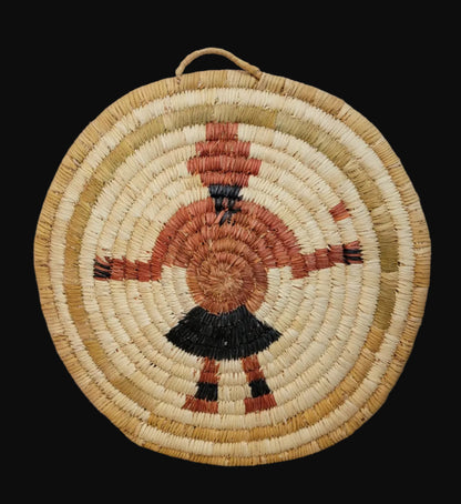 Hopi Coiled Mudhead Clown Kachina Basket/Indian Baskets