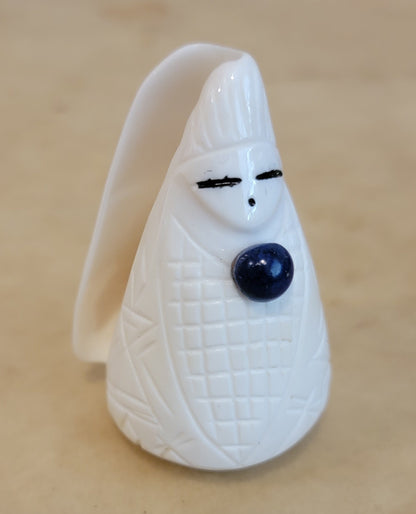 Natural Cone Shell Zuni Corn Maiden w/Lapis Appointment Zuni Fetish