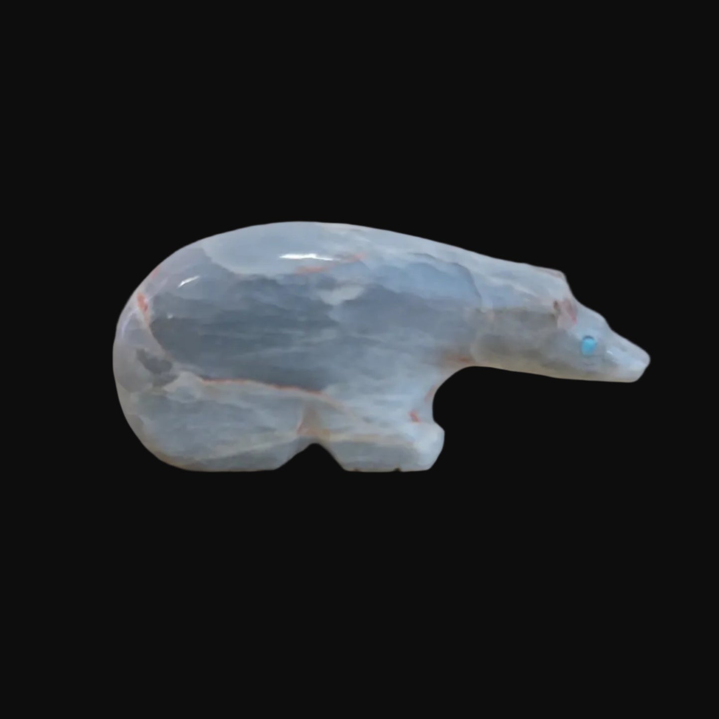 Caribbean Calcite Long Necked Bear Zuni Fetish